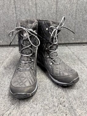 Columbia Omni-grip Waterproof Techlite Black Quilted Lace-Up Winter Boots